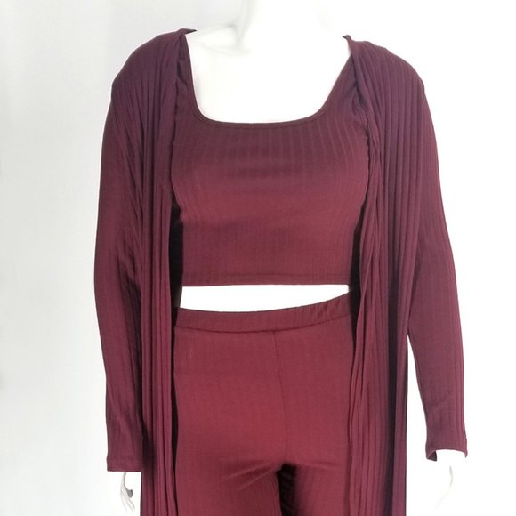 Soleil & Skye Burgundy 3 Piece Leggings Set 1X-3X NEW WITH TAGS - Picture 2 of 6